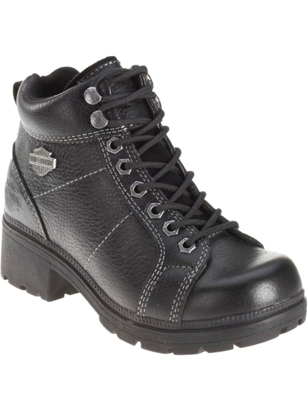 Harley-Davidson Womens Tyler 6" Moto Biker Boot Black Leather Lace-Up Size 7 USA